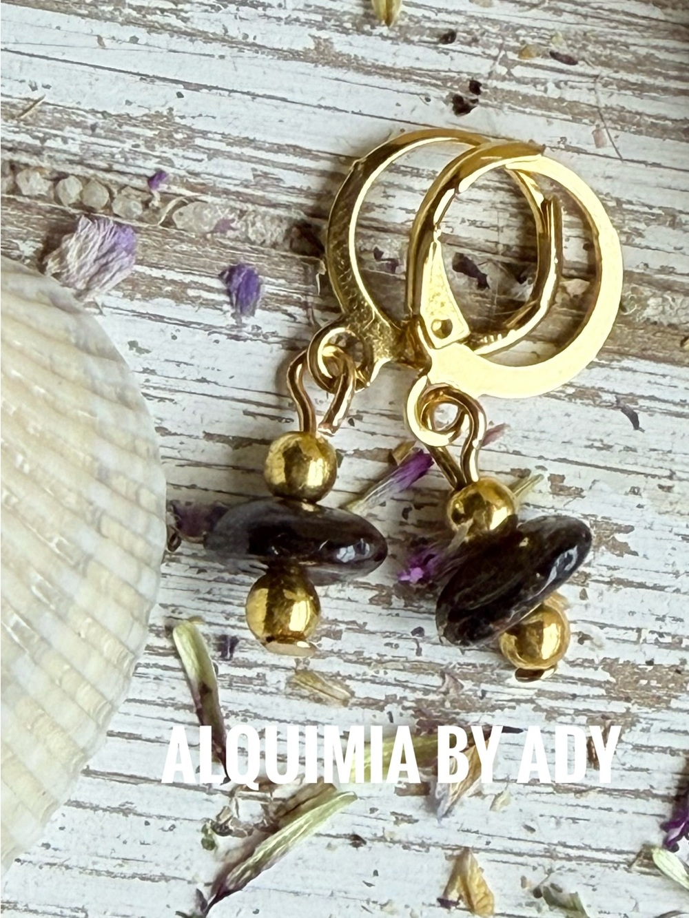 Fall + garnet and Gold dainty dangle earrings
